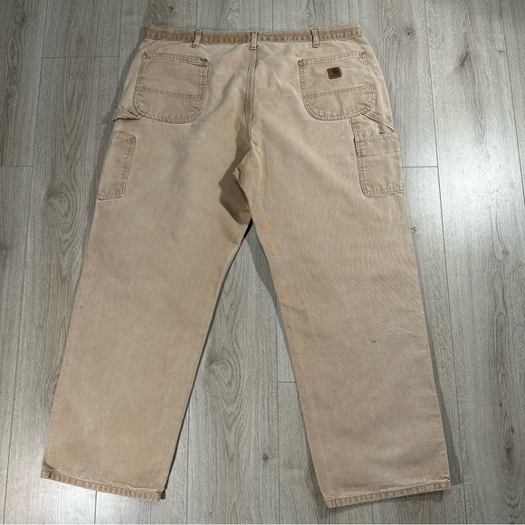 Vintage Carhartt Light Tan Carpenter Work Trousers Pants Waist 44 - Picture 12 of 13